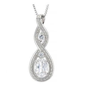 JTV White Lab Created Sapphire Rhodium Over Silver Pendant W/ Chain 1.23ct 18in